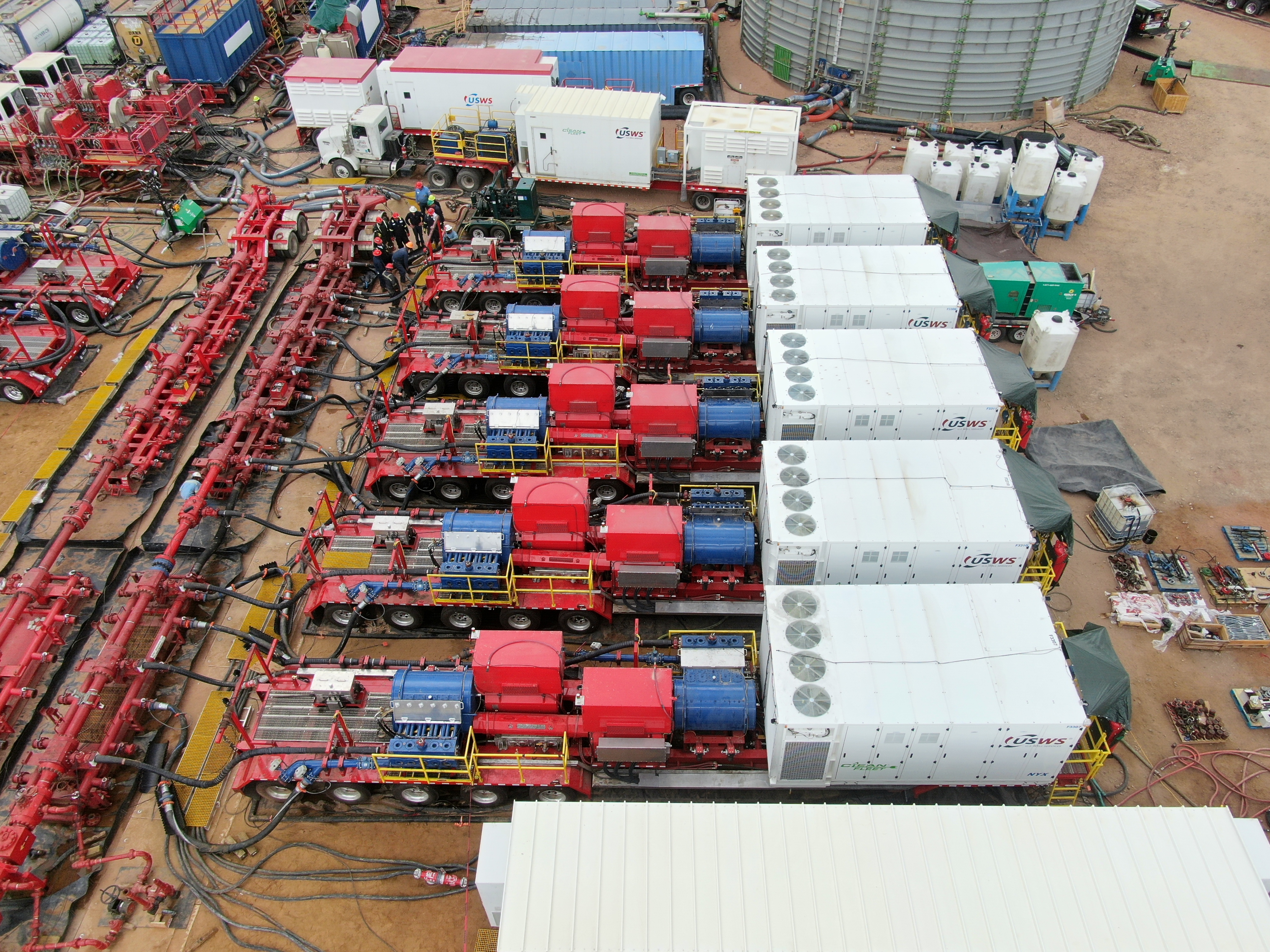 Aerial photo of fracking operation